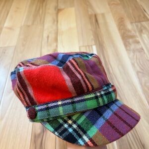 Y2K D&Y Newsboy Style Plaid Multicolor Hat